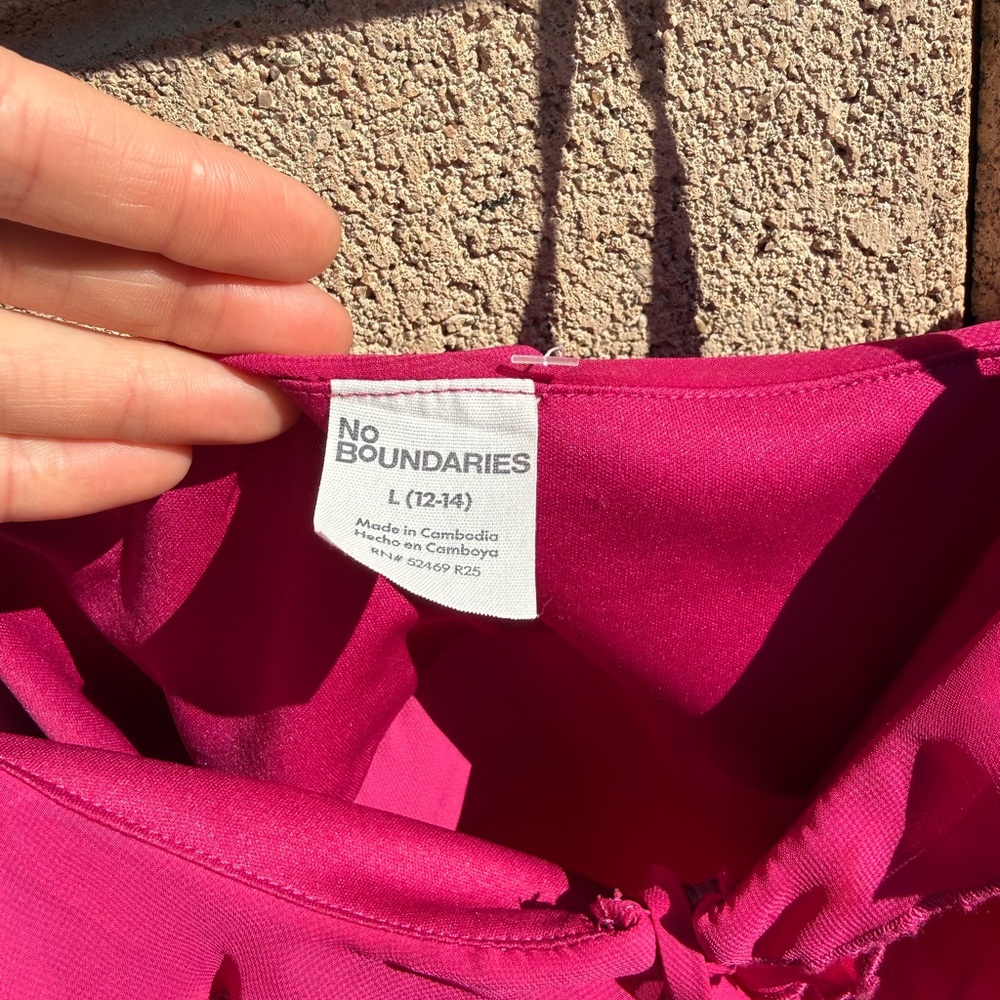 No Boundaries Fuchsia Ruffle Blouse - Picture 2 of 5